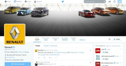 Profilo Twitter del Gruppo Renault