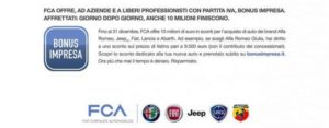 Bonus impresa FCA